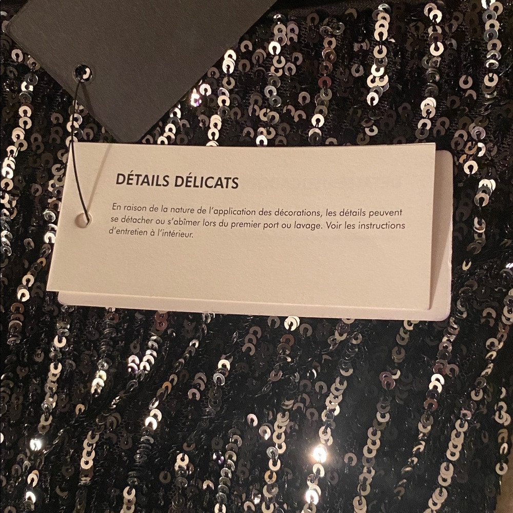 Guess brand NWT sequined pants. Black with silver medium - Picture 8 of 12